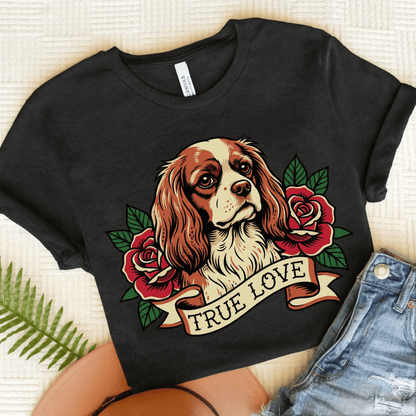 Personalized Cavalier True Love Tattoo Unisex TShirt Dark Grey Heather