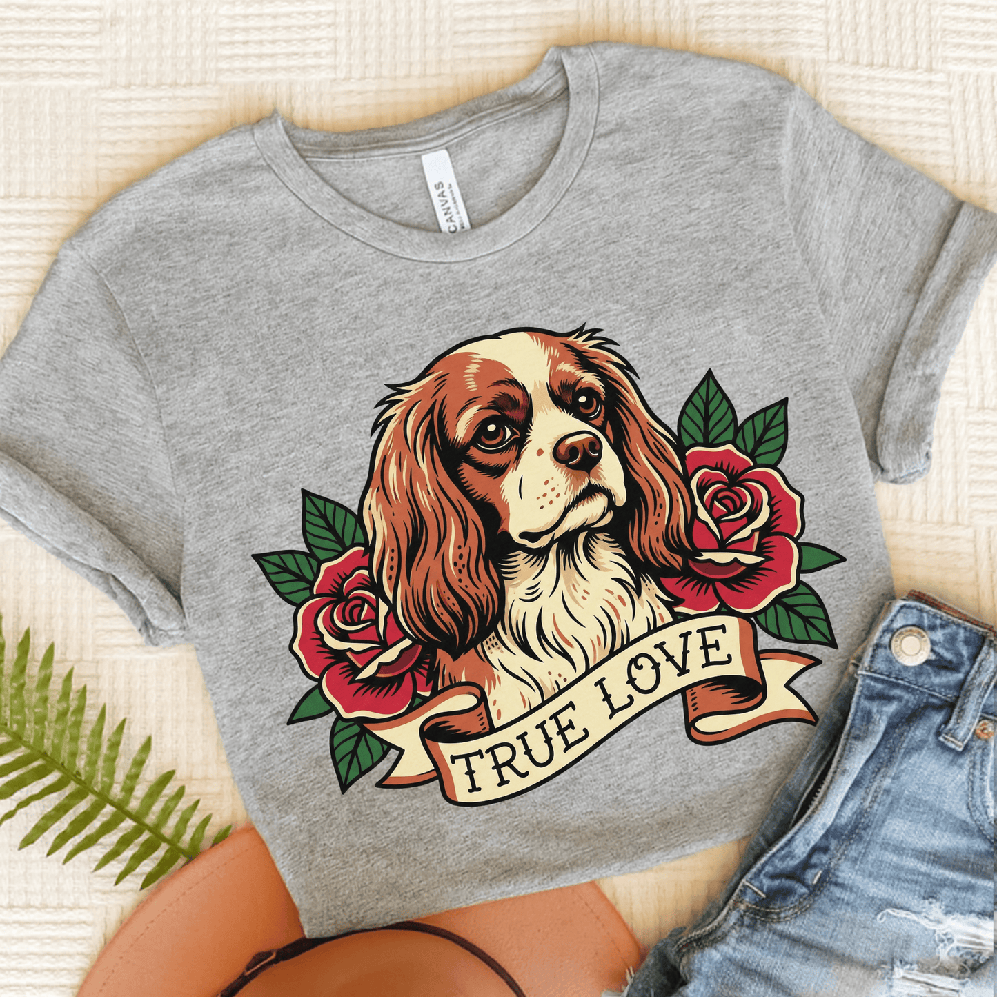 Personalized Cavalier True Love Tattoo Unisex TShirt Ash 3XL