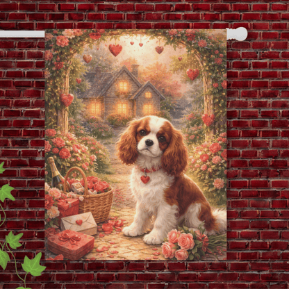 Personalized Cavalier Valentines Day Garden Flag 24.5'' × 32''
