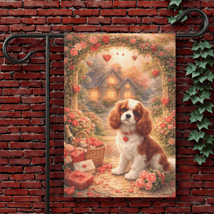 Personalized Cavalier Valentines Day Garden Flag 12'' × 18''