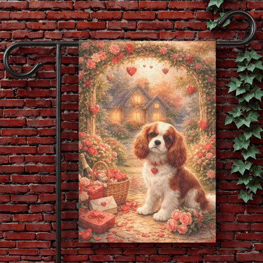 Personalized Cavalier Valentines Day Garden Flag 12'' × 18''