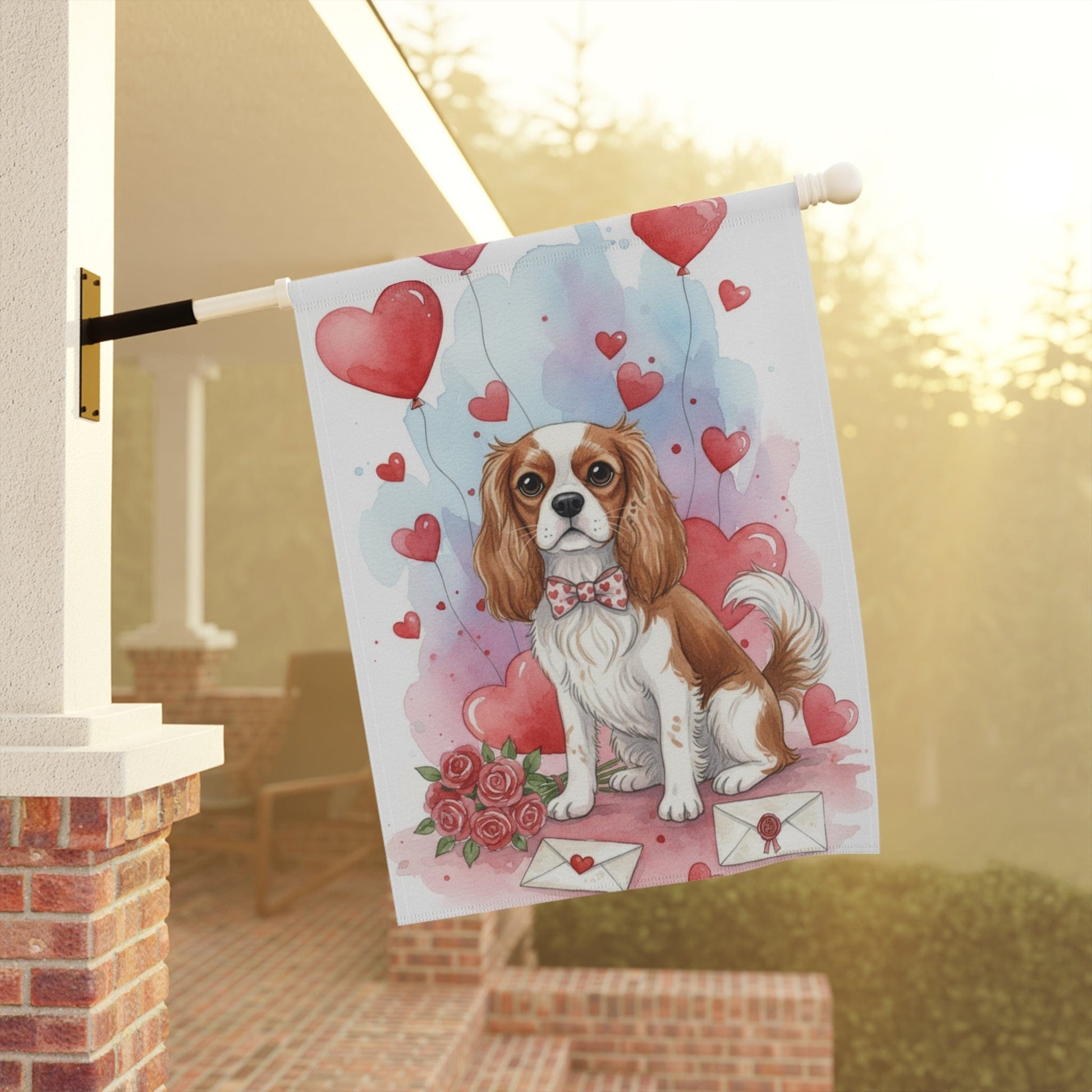 Personalized Cavalier Valentines Garden Yard Flag