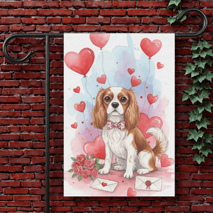 Personalized Cavalier Valentines Garden Yard Flag 12'' × 18''