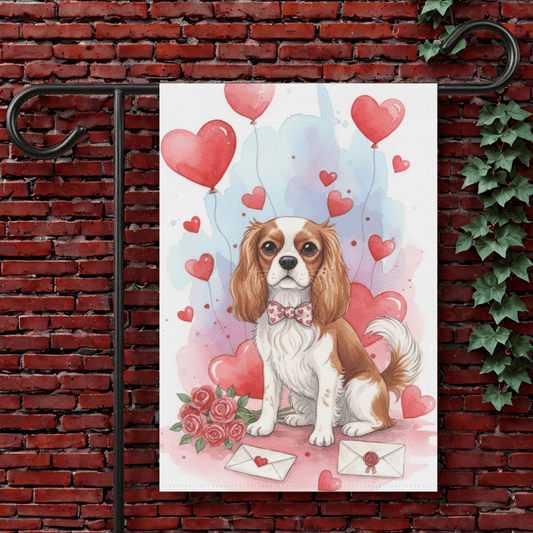 Personalized Cavalier Valentines Garden Yard Flag 12'' × 18''