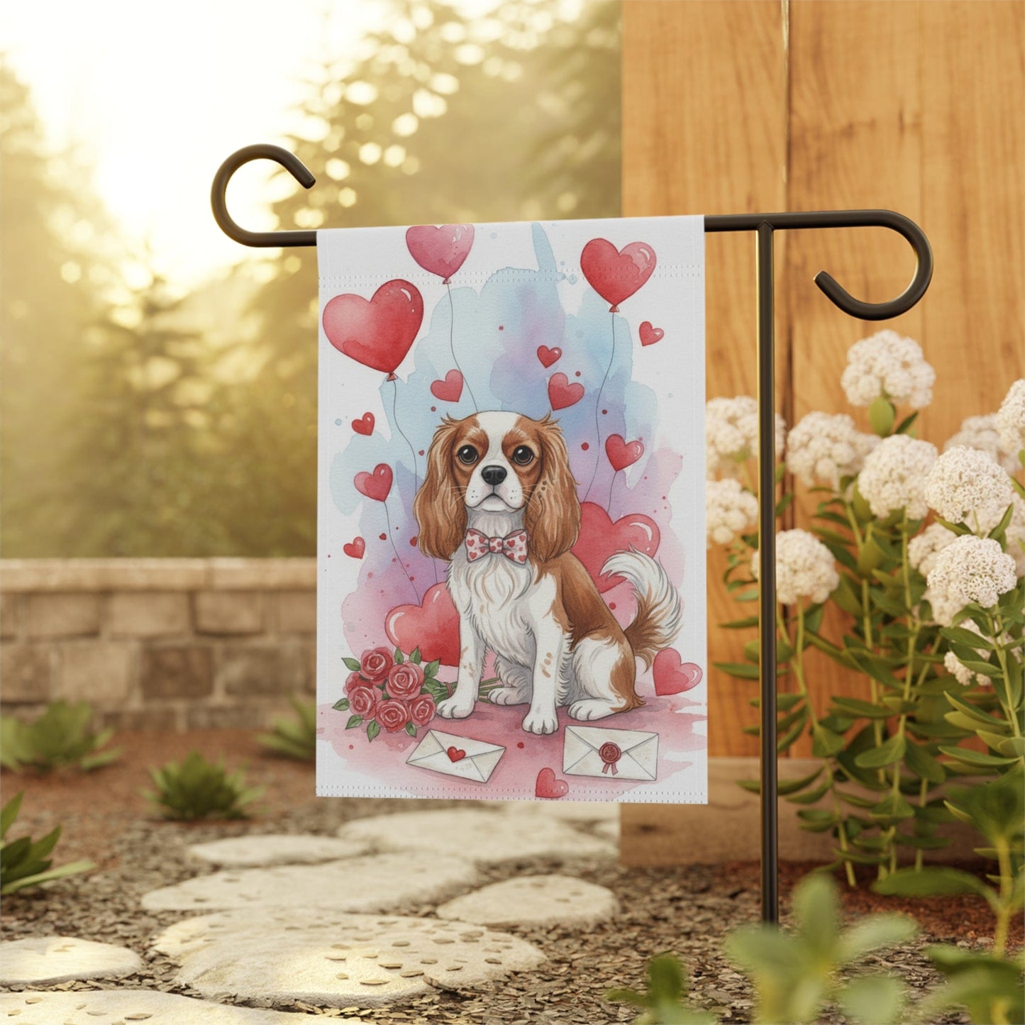 Personalized Cavalier Valentines Garden Yard Flag