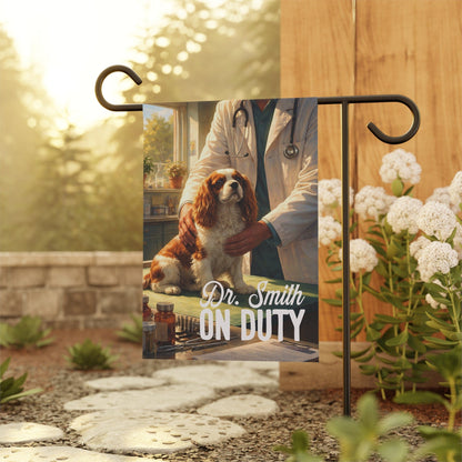 Personalized Cavalier Veterinarian Garden Flag