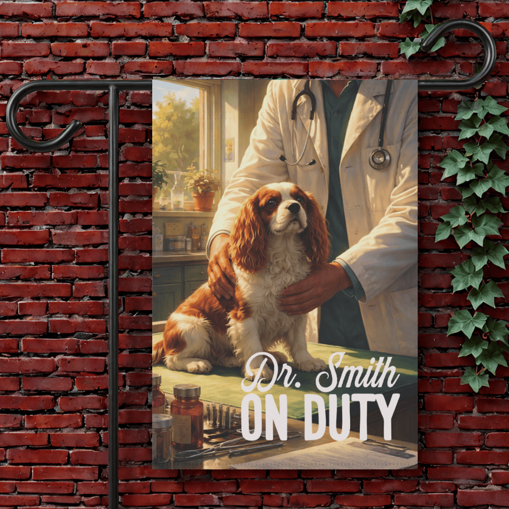 Personalized Cavalier Veterinarian Garden Flag 12'' × 18''