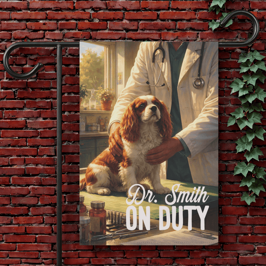 Personalized Cavalier Veterinarian Garden Flag 12'' × 18''