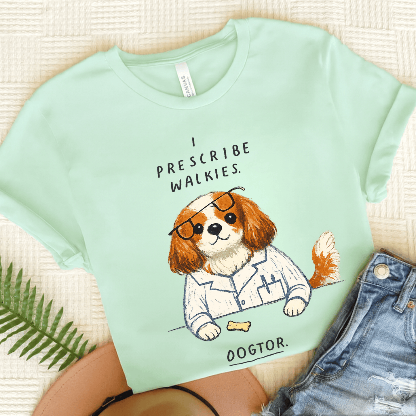 Personalized Cavalier Walkies Unisex TShirt Heather Mint