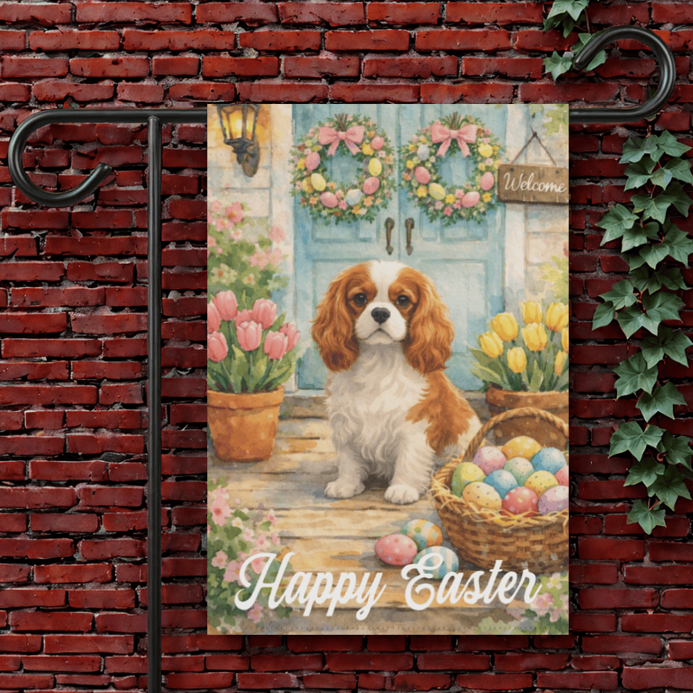 Personalized Cavalier Welcome Easter Yard Flag 12'' × 18''