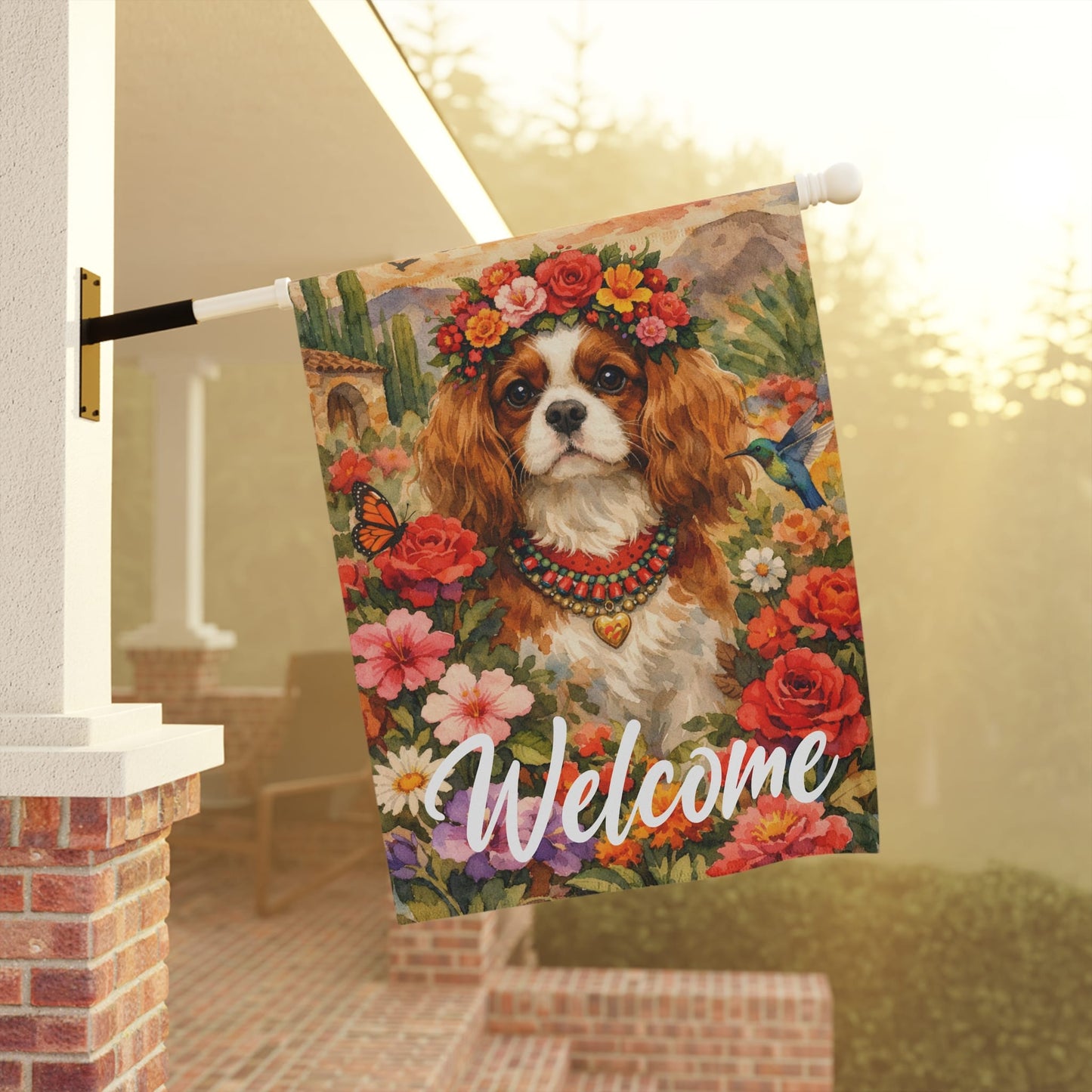 Personalized Cavalier Hummingbird Garden Flag