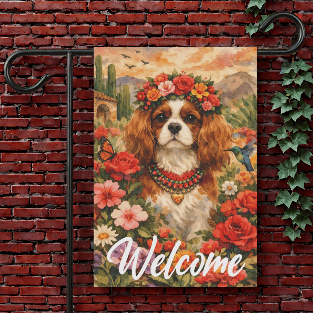 Personalized Cavalier Hummingbird Garden Flag 12'' × 18''