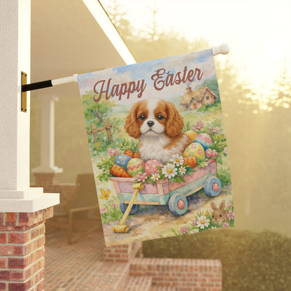 Personalized Cavalier Wagon Easter Yard Flag