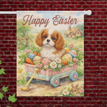 Personalized Cavalier Wagon Easter Yard Flag 24.5'' × 32''