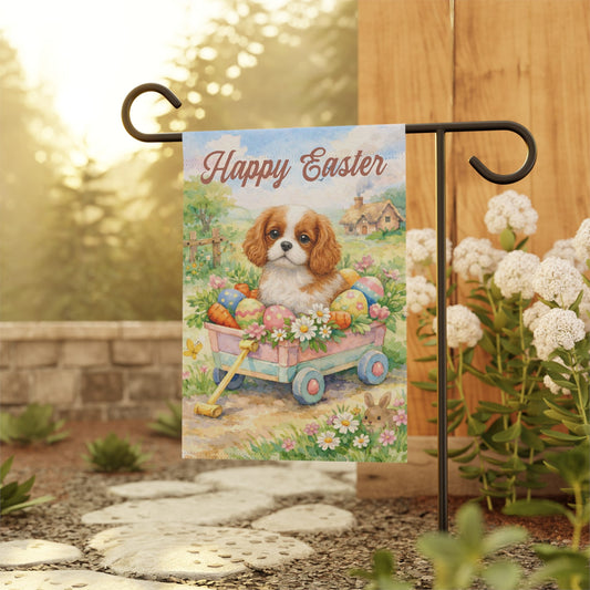 Personalized Cavalier Wagon Easter Yard Flag