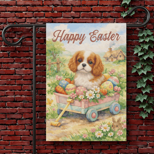 Personalized Cavalier Wagon Easter Yard Flag 12'' × 18''