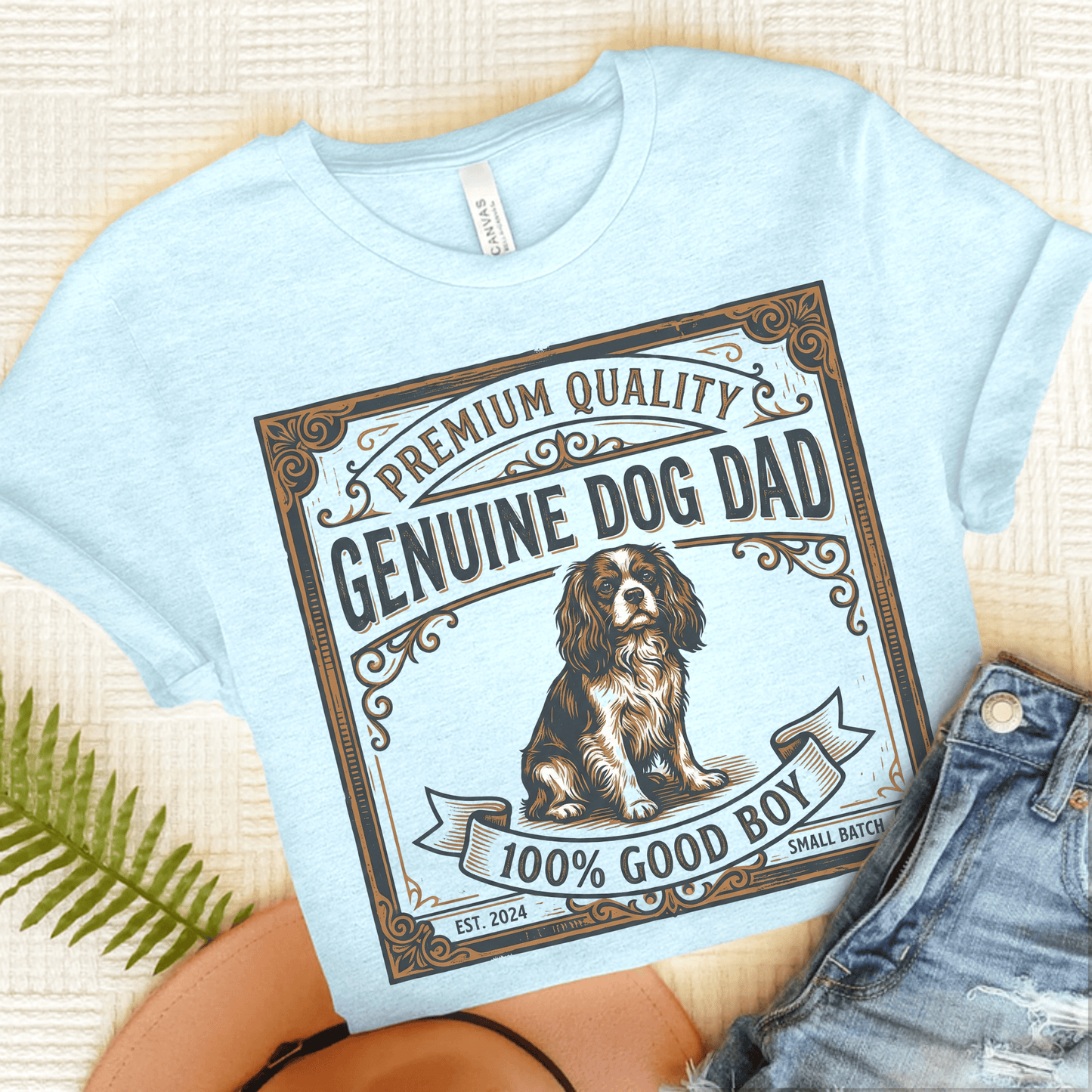 Personalized Cavalier Whiskey Small Batch Unisex TShirt Heather Ice Blue