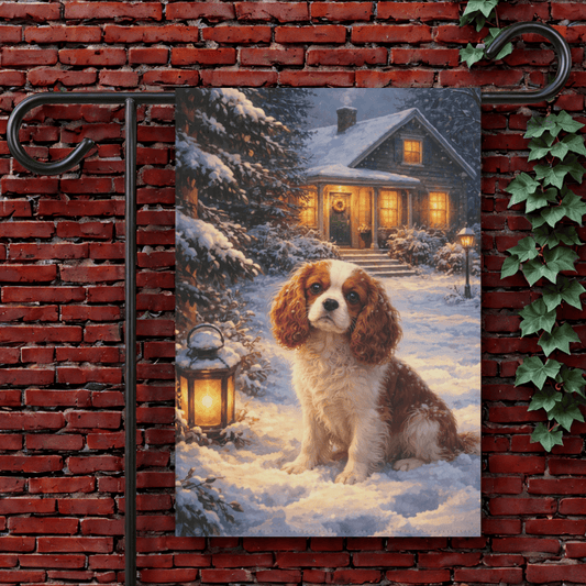 Personalized Cavalier Winter Scene Garden Flag 12'' × 18''