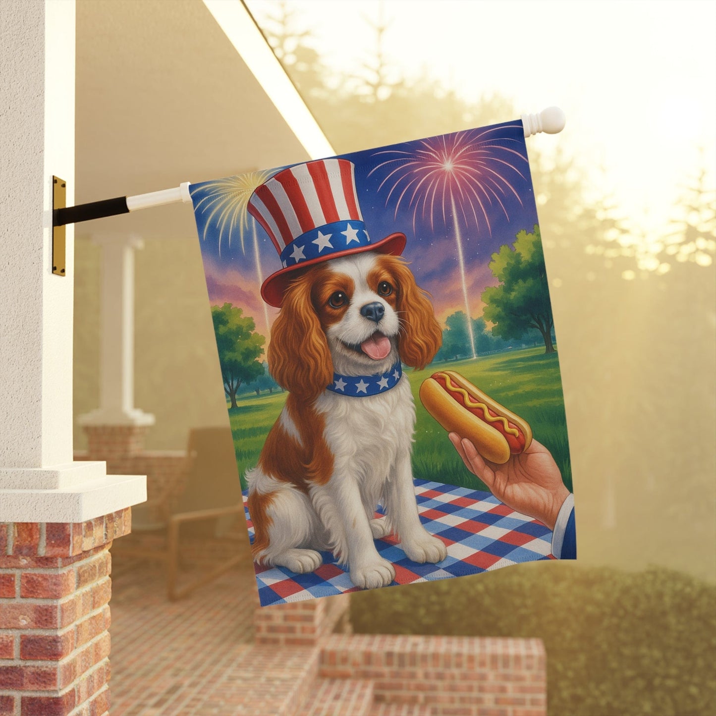 Printify Garden Flag Blenheim King Charles Cavalier 4th of July Garden Flag