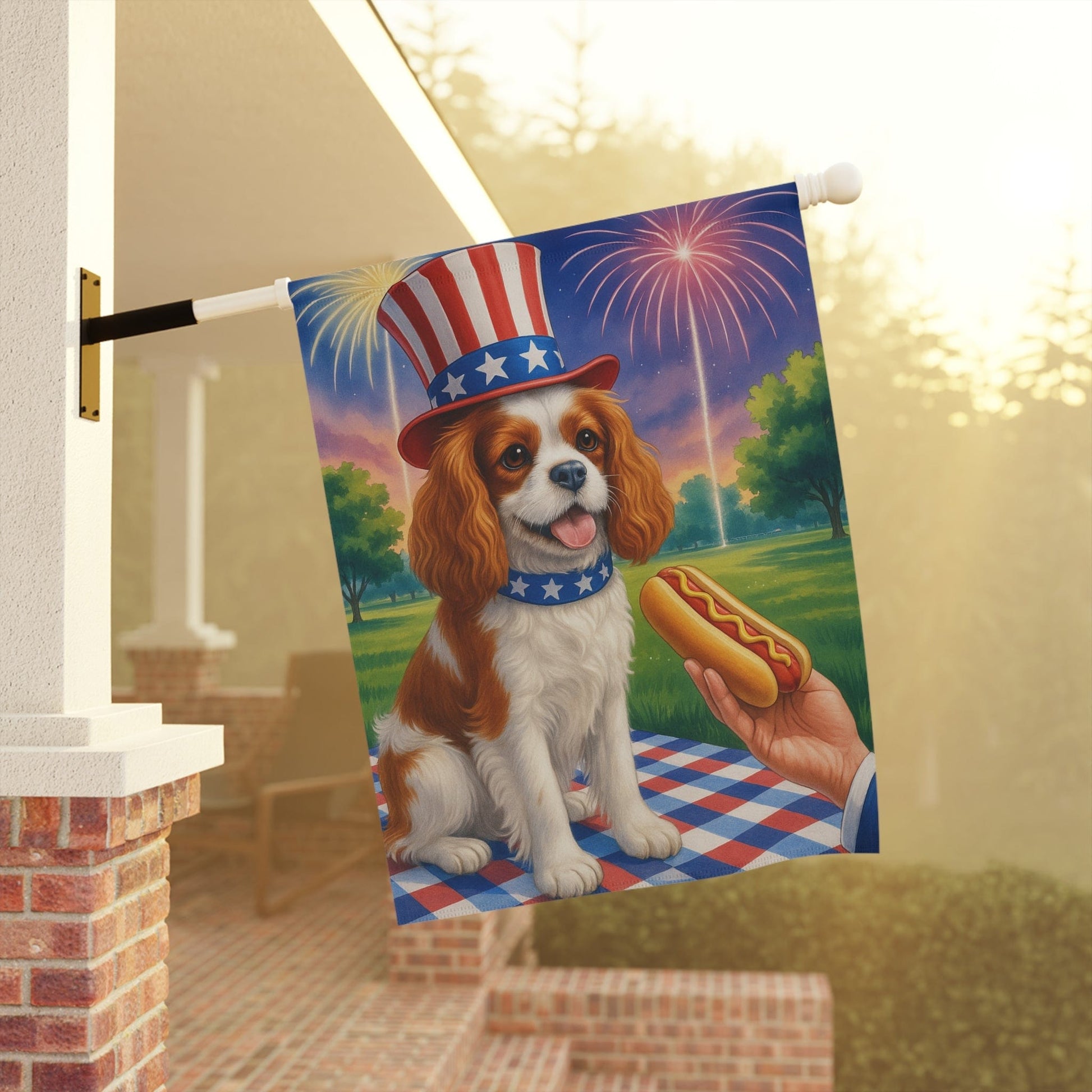 Printify Garden Flag Blenheim King Charles Cavalier 4th of July Garden Flag