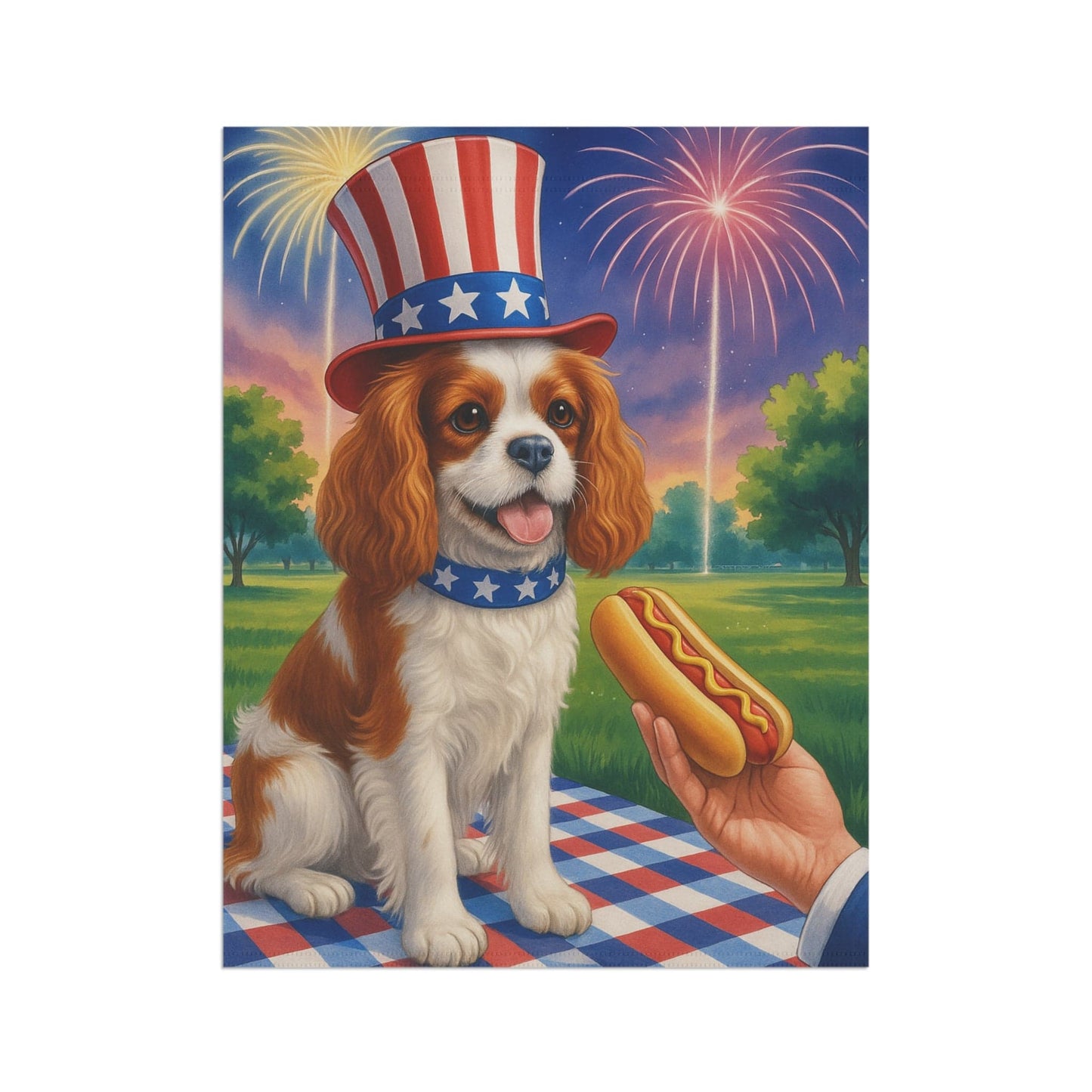 Printify Garden Flag Blenheim King Charles Cavalier 4th of July Garden Flag