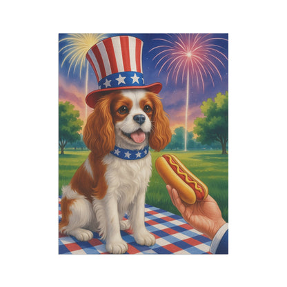 Printify Garden Flag Blenheim King Charles Cavalier 4th of July Garden Flag