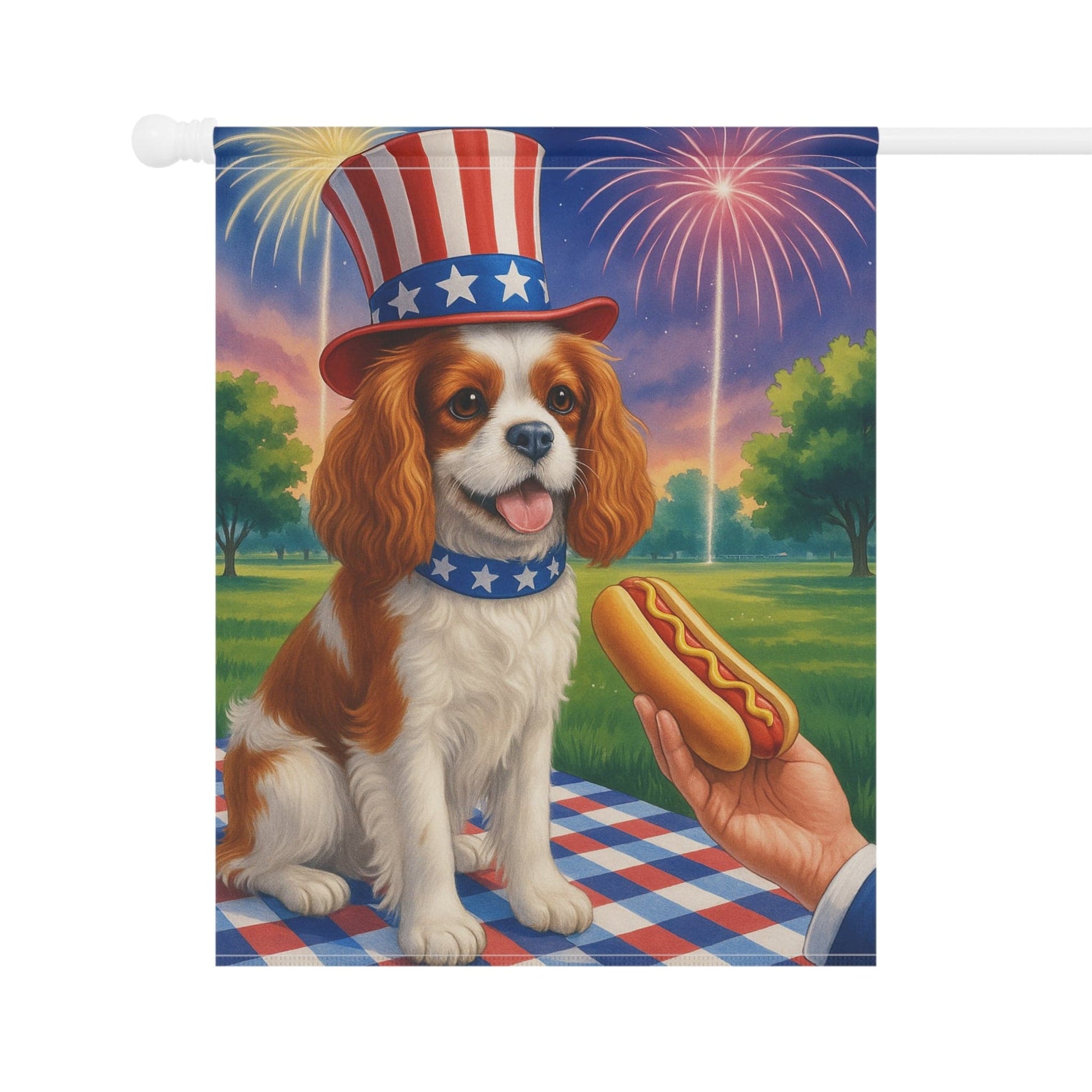 Printify Garden Flag Blenheim King Charles Cavalier 4th of July Garden Flag