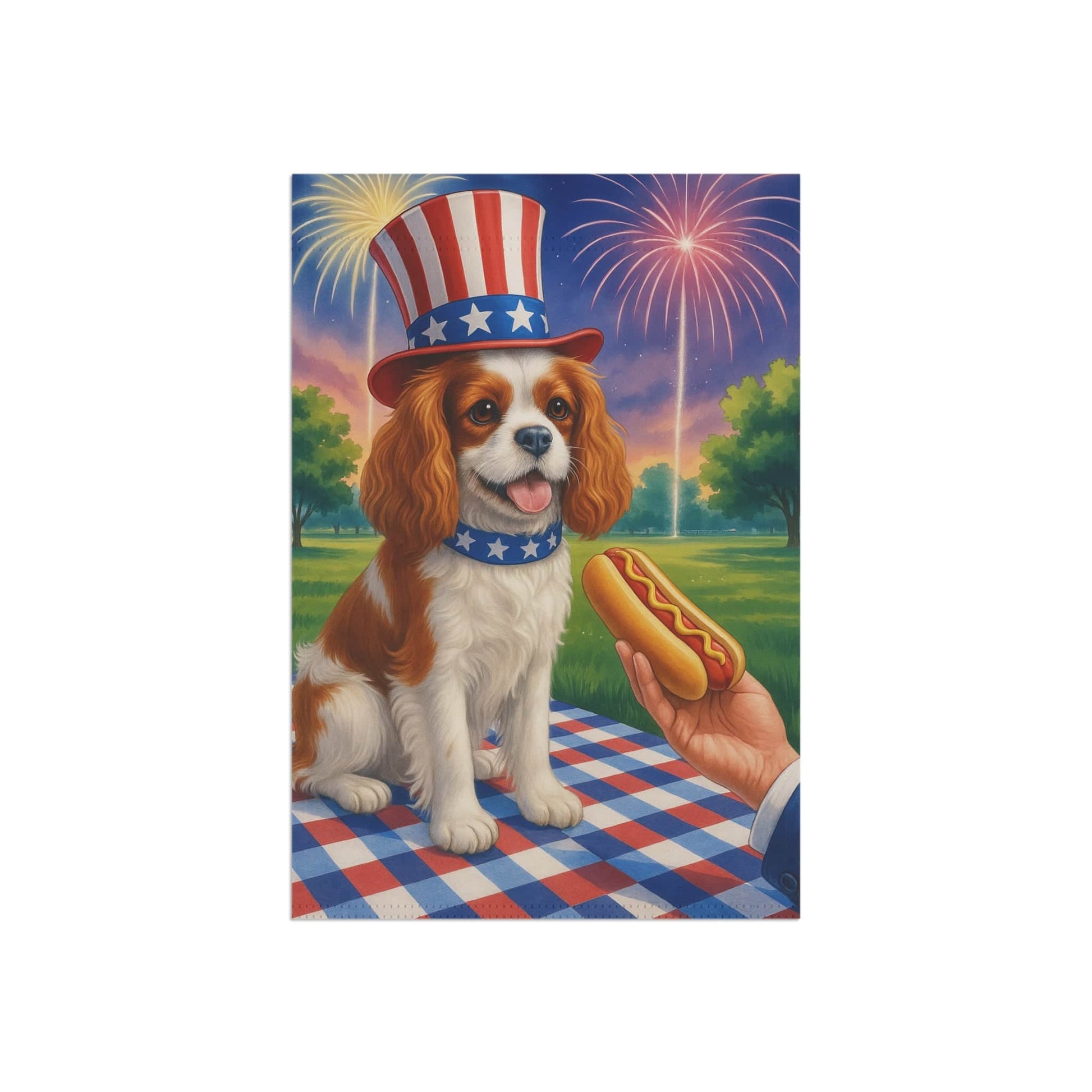 Printify Garden Flag Blenheim King Charles Cavalier 4th of July Garden Flag