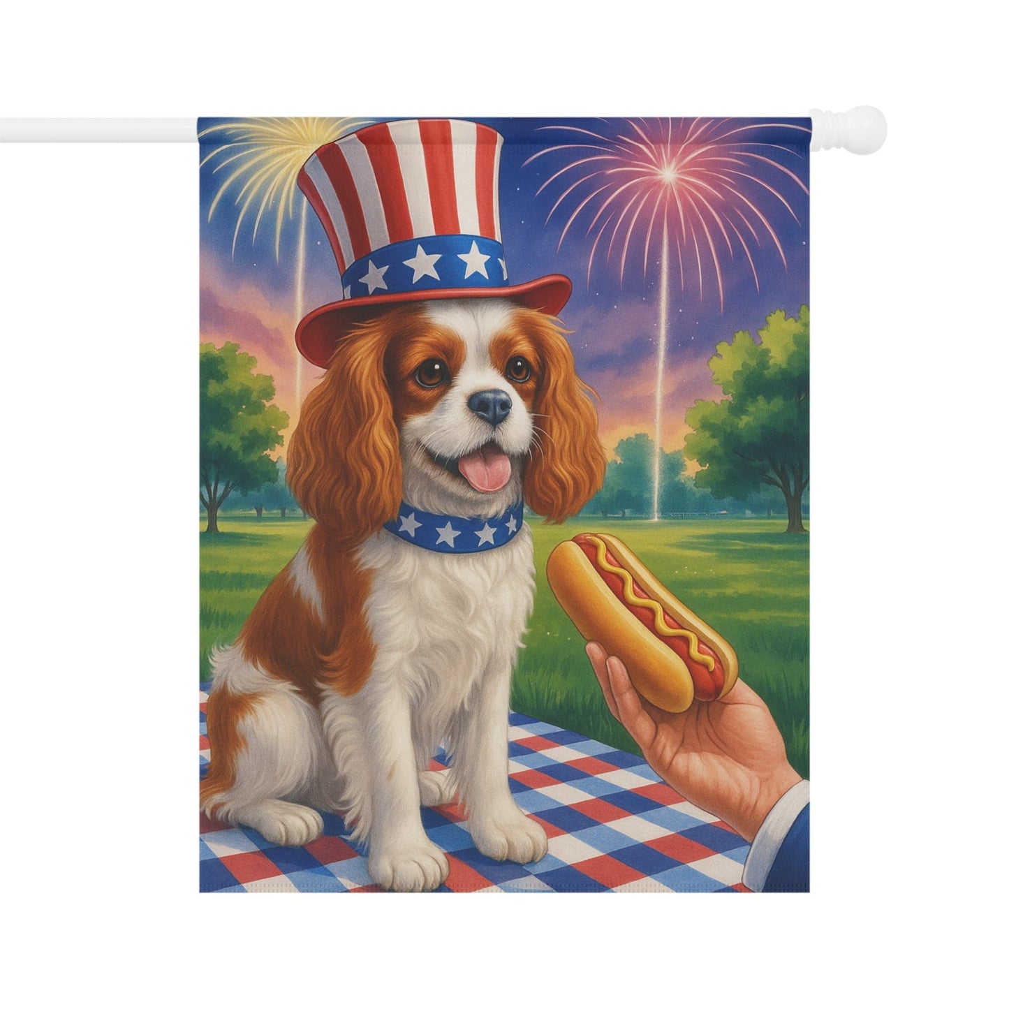Printify Garden Flag Blenheim King Charles Cavalier 4th of July Garden Flag