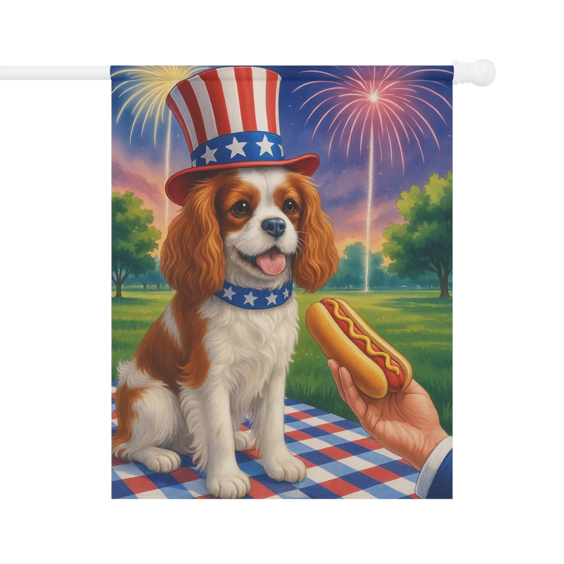 Printify Garden Flag Blenheim King Charles Cavalier 4th of July Garden Flag