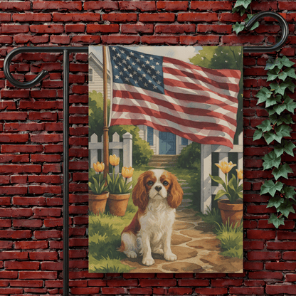 Printify Garden Flag 12'' × 18'' Blenheim King Charles Cavalier Ameican Garden Flag