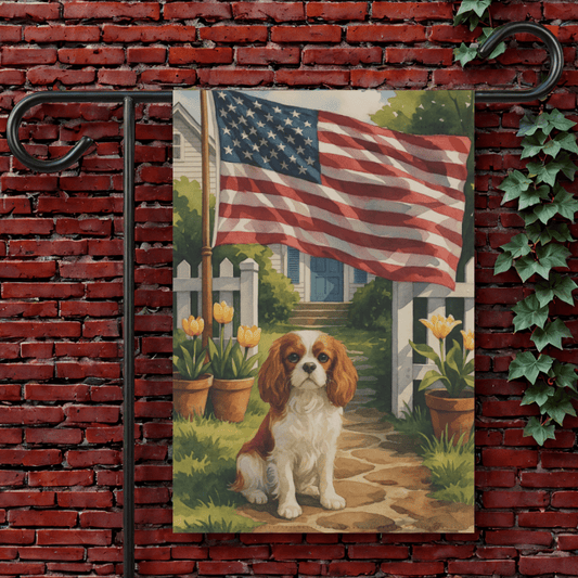 Printify Garden Flag 12'' × 18'' Blenheim King Charles Cavalier Ameican Garden Flag