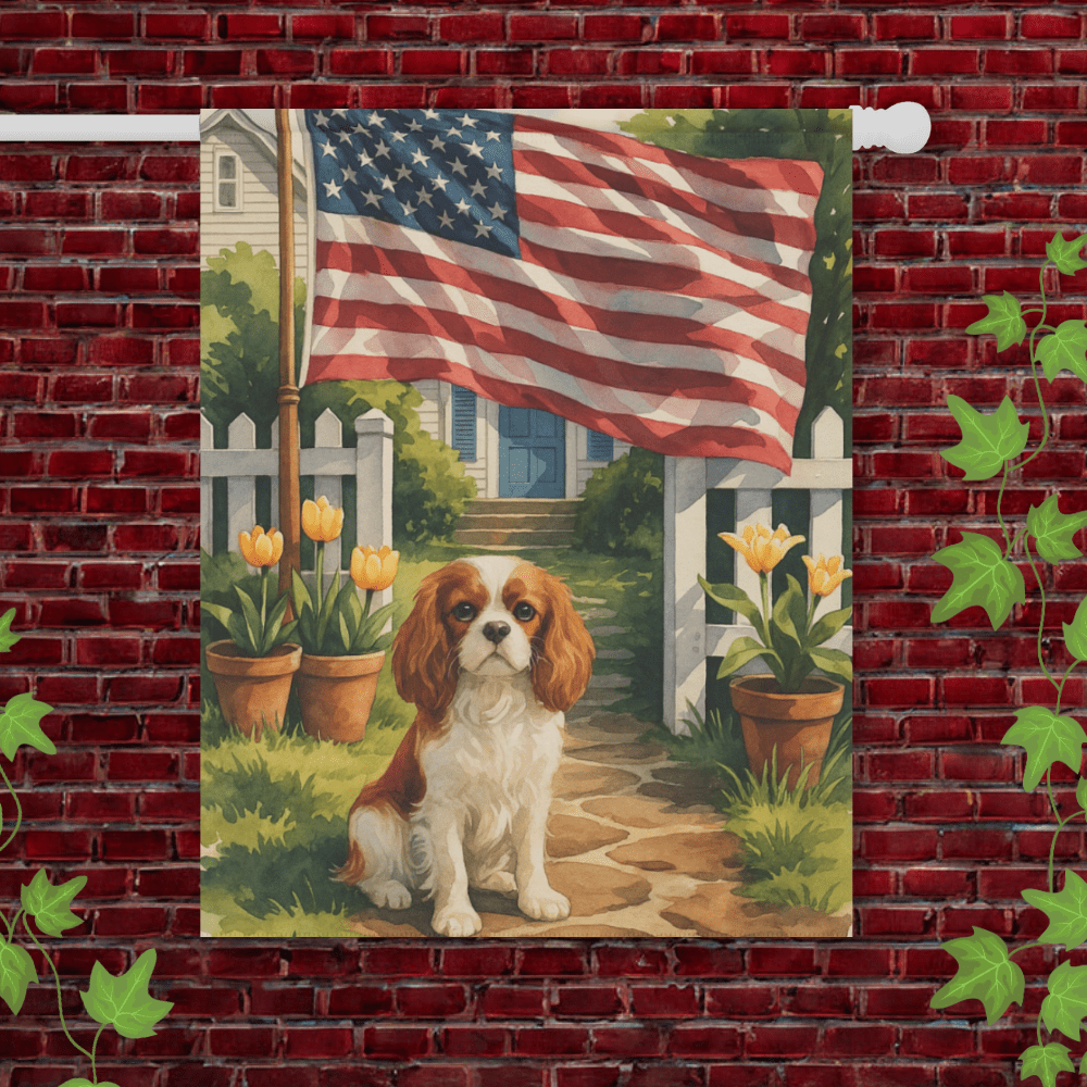 Printify Garden Flag 24.5'' × 32'' Blenheim King Charles Cavalier Ameican Garden Flag