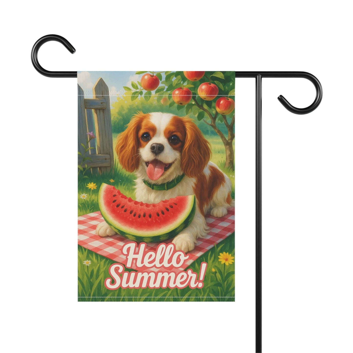 Printify Garden Flag Blenheim King Charles Cavalier Watermelon Garden Flag