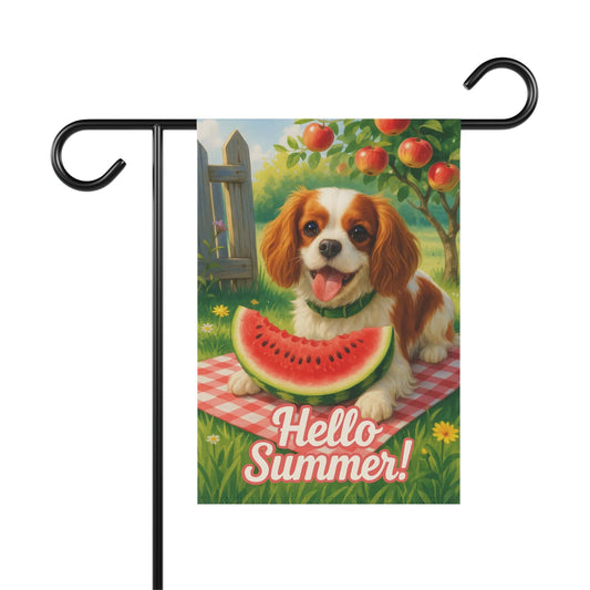 Printify Garden Flag Blenheim King Charles Cavalier Watermelon Garden Flag