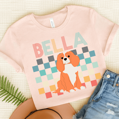Printify T-Shirt Soft Pink / S Blenheim King Charles Checkered Tee