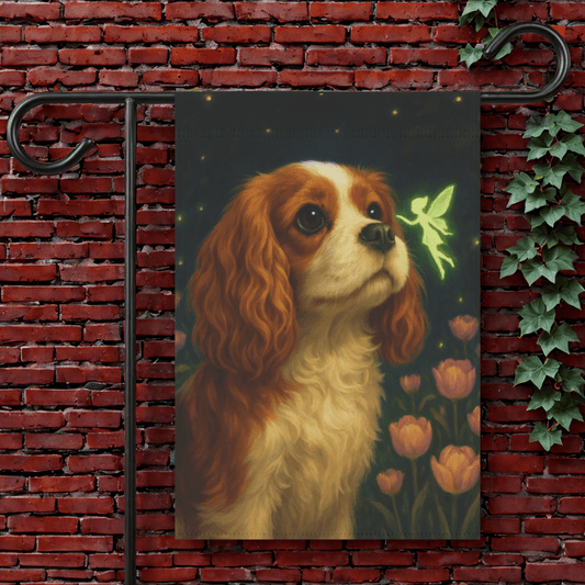Printify Garden Flag 12'' × 18'' Blenheim King Charles Fairy Garden Flag