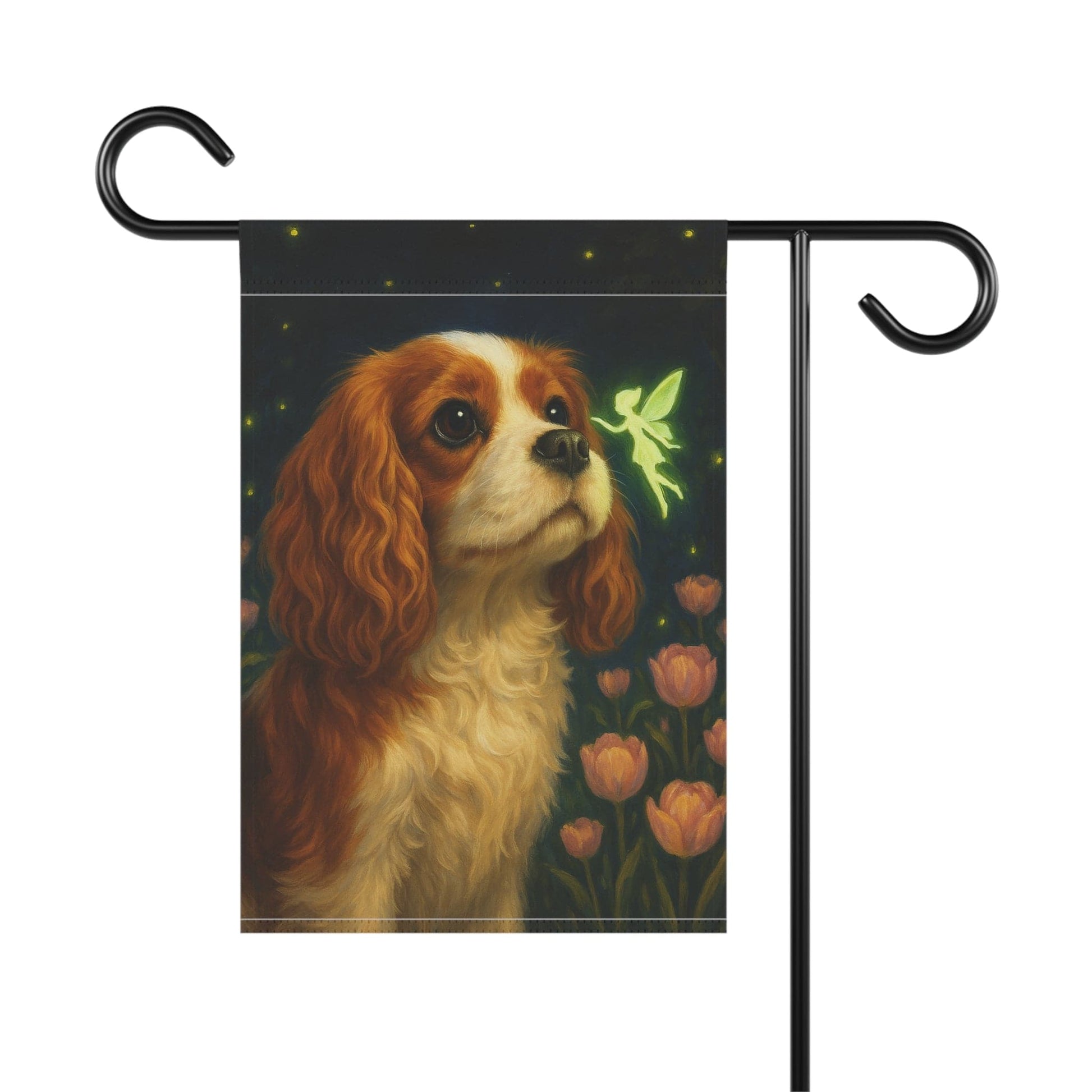 Printify Garden Flag Blenheim King Charles Fairy Garden Flag
