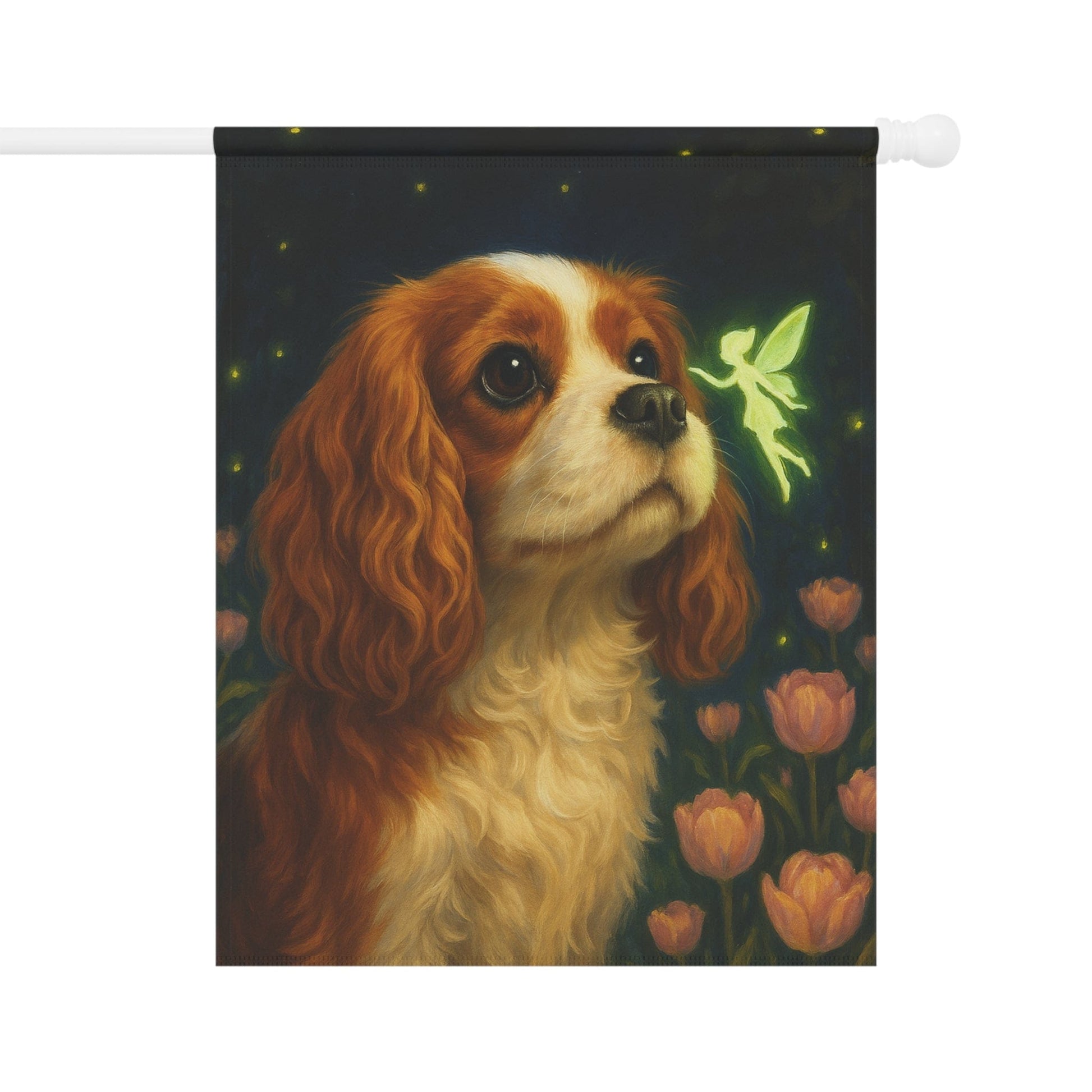 Printify Garden Flag Blenheim King Charles Fairy Garden Flag
