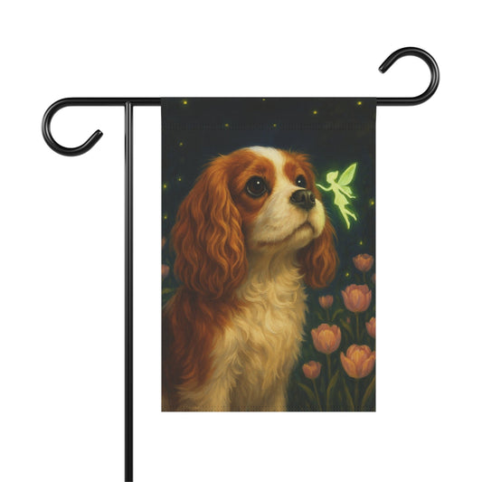 Printify Garden Flag Blenheim King Charles Fairy Garden Flag