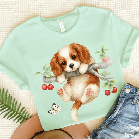 Printify T-Shirt Heather Mint / S Blenheim King Charles Hang In There Tshirt