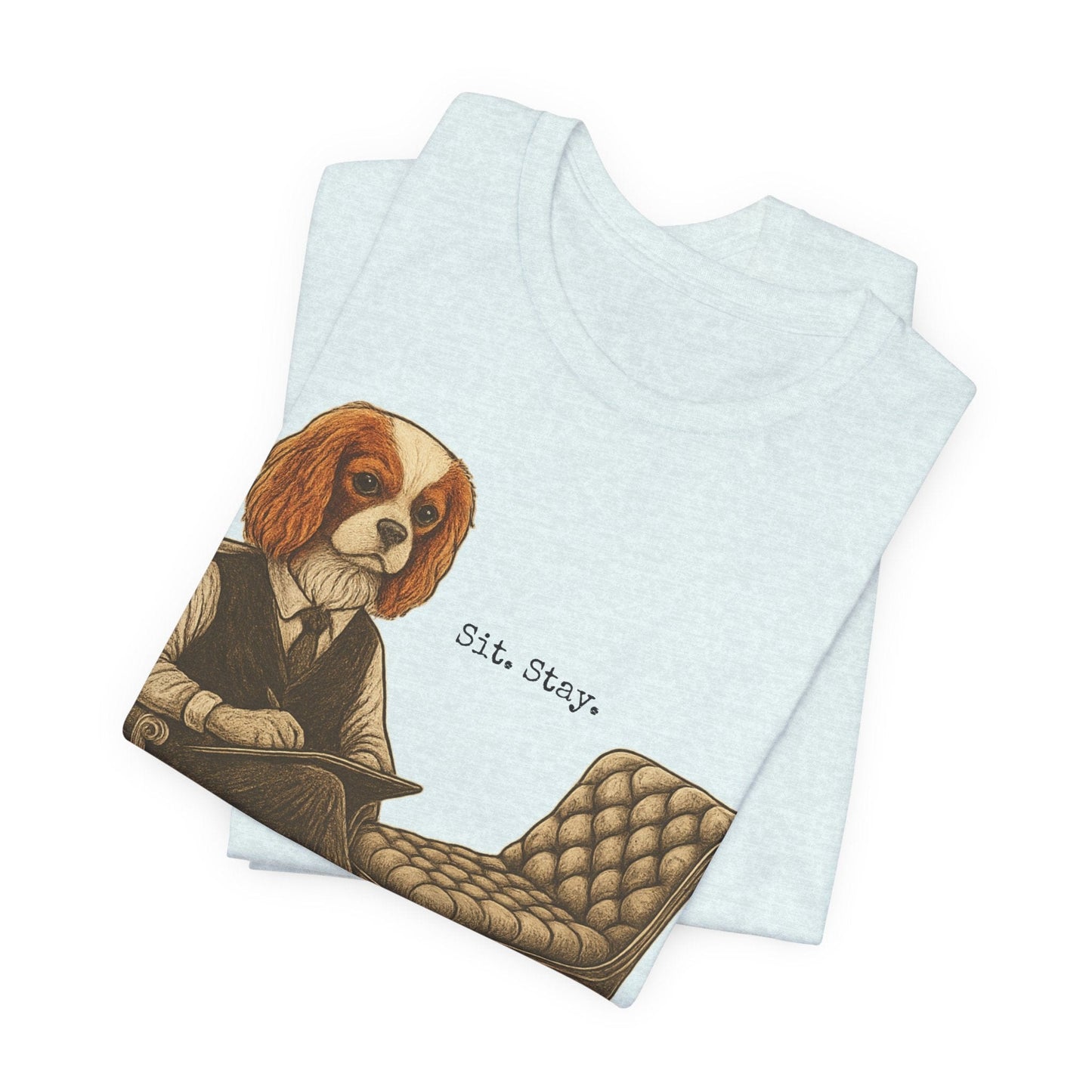 Printify T-Shirt Blenheim King Charles Sit Stay TShirt