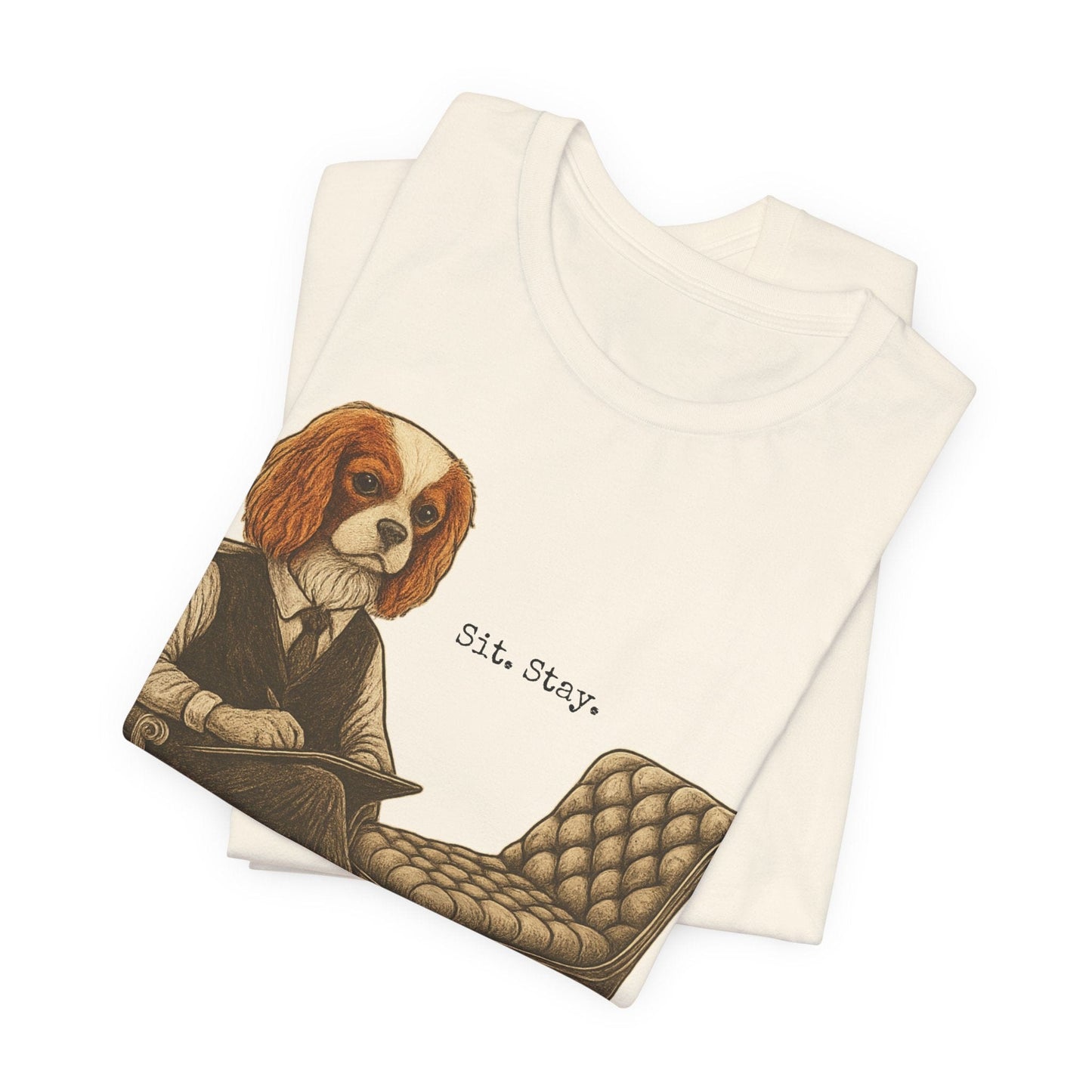 Printify T-Shirt Blenheim King Charles Sit Stay TShirt