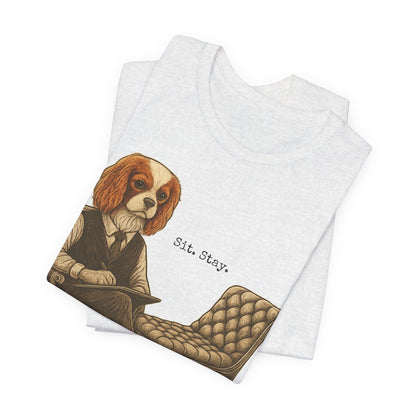 Printify T-Shirt Blenheim King Charles Sit Stay TShirt