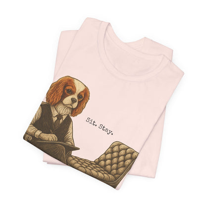 Printify T-Shirt Blenheim King Charles Sit Stay TShirt