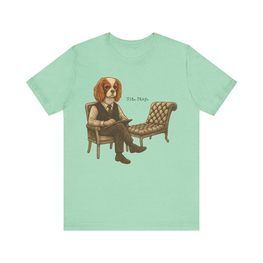 Printify T-Shirt Blenheim King Charles Sit Stay TShirt