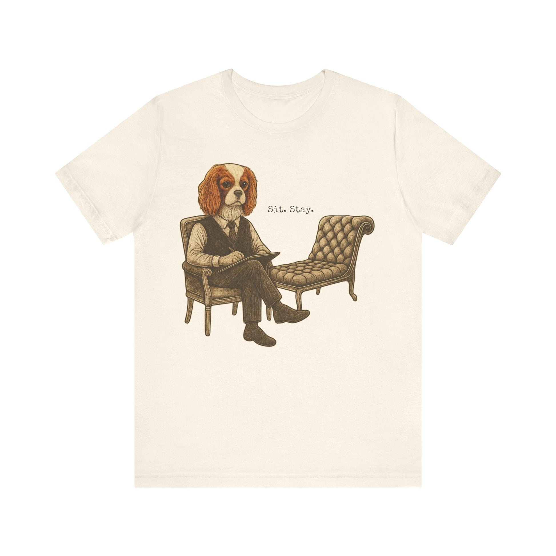 Printify T-Shirt Blenheim King Charles Sit Stay TShirt