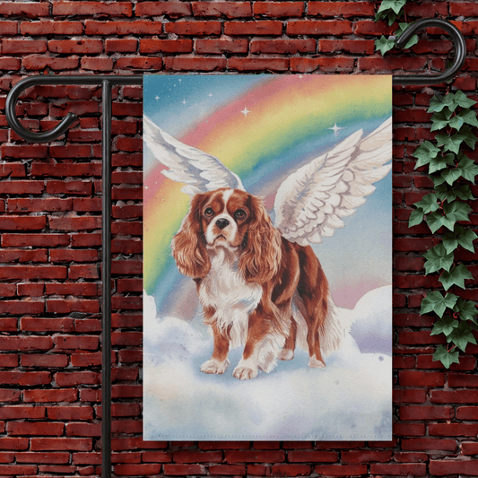 Printify Garden Flag 12'' × 18'' Blenheim King Charles Spaniel Rainbow Bridge Flag