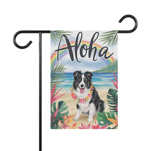 Printify Garden Flag Border Collie Aloha Luau Garden Flag