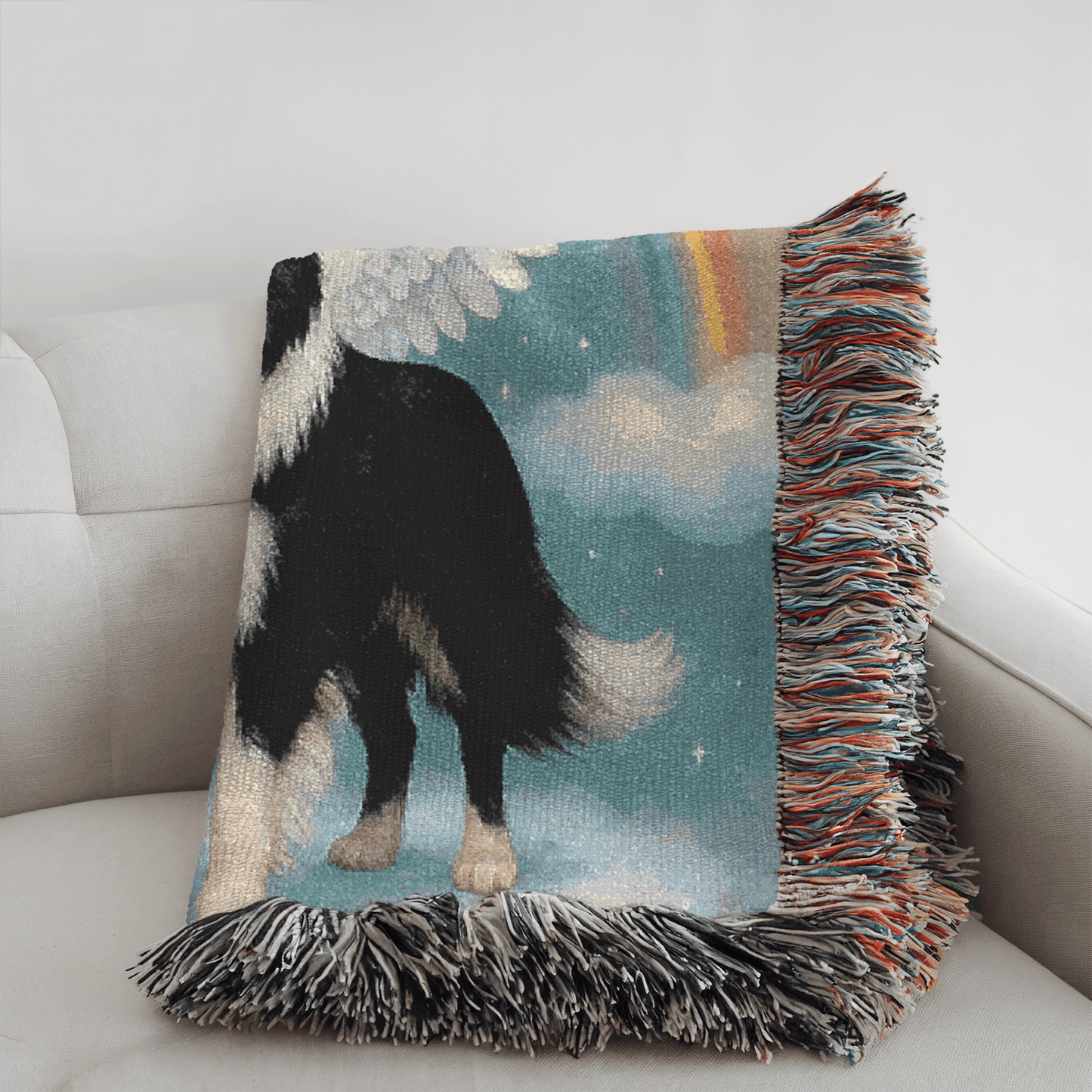 Printify Blanket Border Collie Angel Memorial Woven Blanket